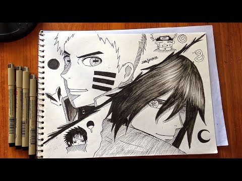 Naruto uzumaki and Sasuke Uchiha sketch | 2ba vArtist (anime sketch)