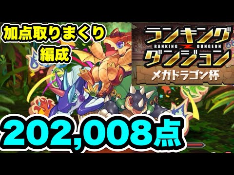 【202,008点】ランキングダンジョン メガドラゴン杯【リーダースキル無効】 【#GA文庫コラボ】【パズル&ドラゴンズ/#パズドラ】