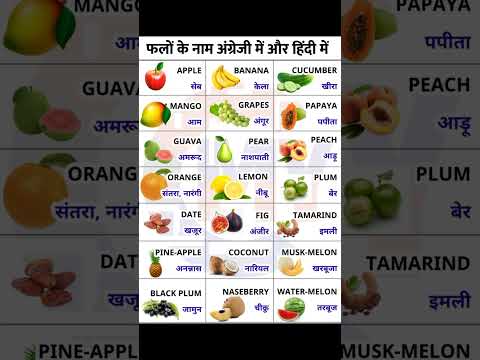 फलों के नाम अंग्रेजी में और हिंदी में | फलों की सूची | Fruits Name in Hindi and English #fruitsname