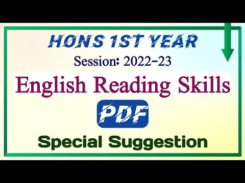 English Reading Skills || Special Suggestion || PDF || Session: 2022-2023 || English Department ||