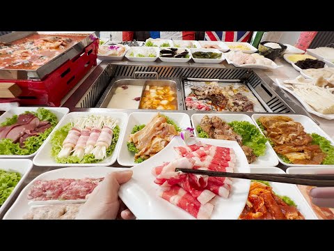 All You Can Eat Hotpot Bbq Grill Buffet Mukbang in Singapore at Ding Garden