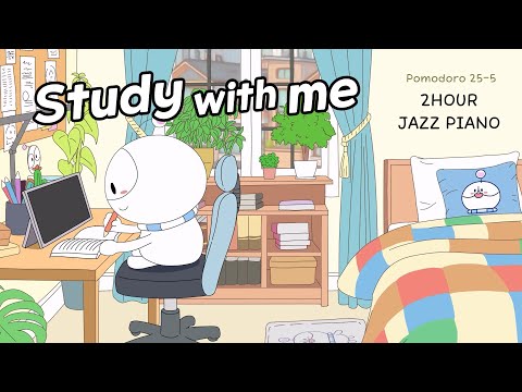 2 hours of Pomodoro study with jazz piano🎹 | study with me