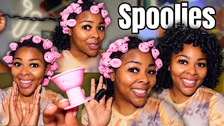 The BEST WAY to use SPOOLIES on Natural Hair | Magic Hair Rollers - Perfect Spiral Curls