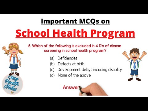 School Health Program & Services ।।  Important MCQs with answers