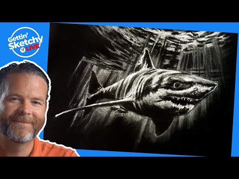 Drawing a Shark with White Charcoal - Live Drawing Exercise