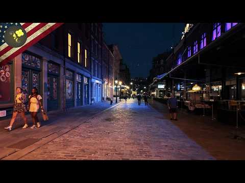 Relaxing NYC Downtown Night Walk: 4K Virtual Tour