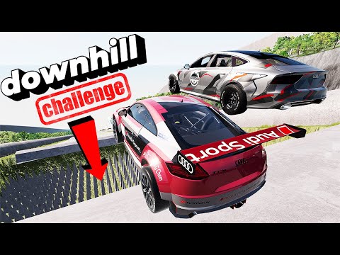 Cars VS Dangerous Downhill Track Challenge #4 - BeamNG Drive