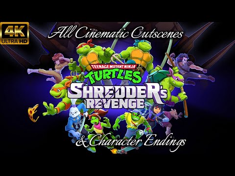 TMNT: Shredder's Revenge - All Cinematic Cutscenes & Character Endings 4K