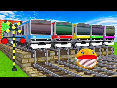 電車アニメ | Railway Crossing | 電車アニメ | Pacman railroad crossing fumikiri3D train #1