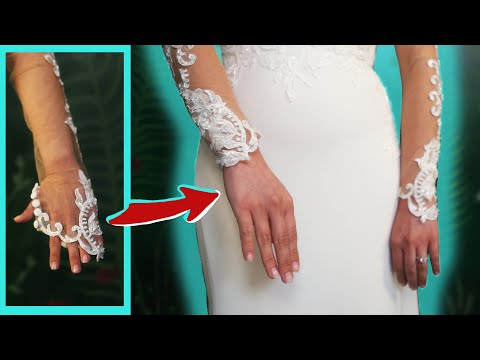 Easy DIY How to Shorten LACE SLEEVES, Wedding Dress #sewwithme