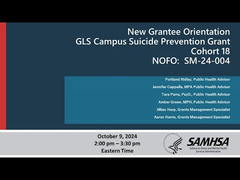 GLS Campus Suicide Prevention New Grantee Orientation_SM-24-004