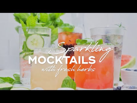 Refreshing Sparkling Mocktails with Mint, Basil, and Rosemary