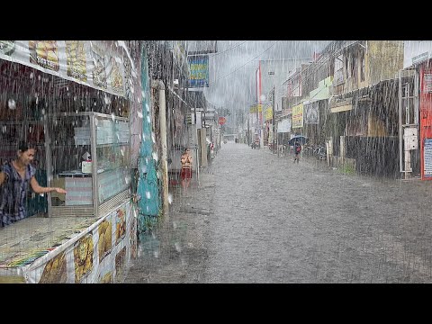 Super Heavy Rain in my village | very cold, suitable for insomnia, walking in heavy rain