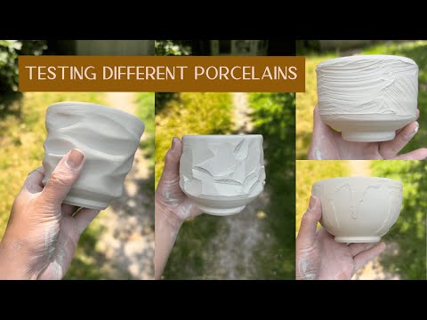 Testing out porcelain clays - Wheel-throwing, carving, shellac water etching, and glazing