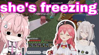 Botan And Miko Can't Stop Laughing At Freezing Koyori | Minecraft |[Hololive/Eng Sub]