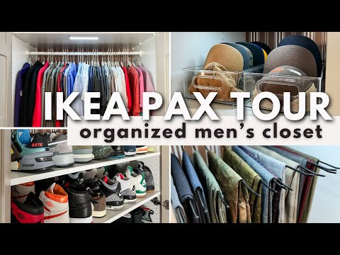 NEW IKEA PAX WARDROBE ORGANIZATION FOR HIM | Organizing Hacks For My Husband's New Ikea Pax Closet