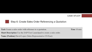 SAP Fiori (SD Process) - Step 6: Create Sales Order Referencing a Quotation