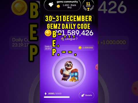 Today's Gemz daily code | gemz daily code 30-31 December  | 30-31 December gemz Combo cards