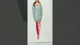 How to draw gorgeous red high knee boots #shoedesign #freetutorial #drawingboots #designing