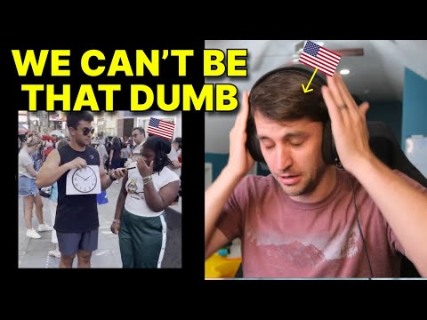 American reacts to: American's Can't Answer Simple Questions [part 2]