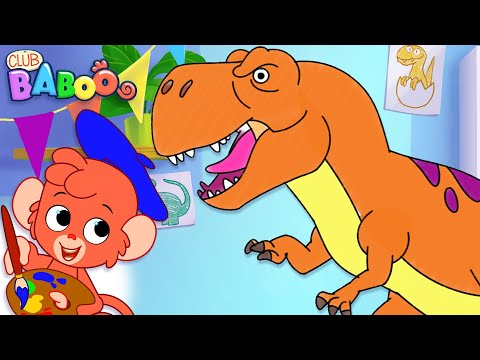 How to draw a T-REX | Drawing a Dinosaur | Club Baboo Draws and Colors