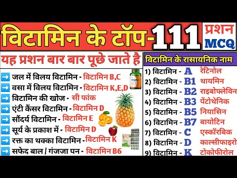 Vitamin in Hindi | विटामिन | Vitamin mcq | Fat Soluble Vitamins | Water Soluble Vitamins | Vitamin A