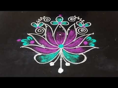 Friday lotus flower rangoli designs🌺🌺,Muggulu with dots,Rangoli kolam,Daily kolam.