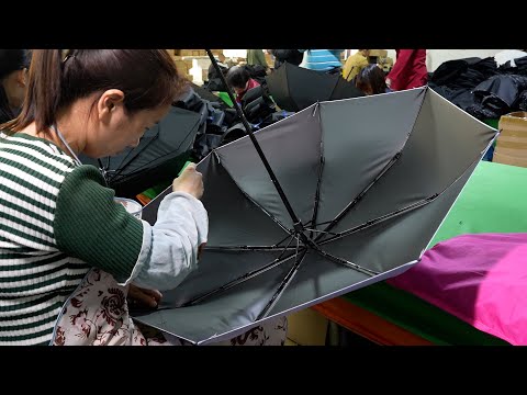 Umbrella Mass Production Process,Skilled Chinese Workers.