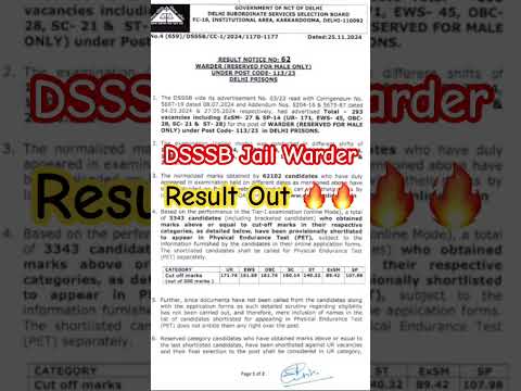 DSSSB Jail Warder Result Out🔥🔥