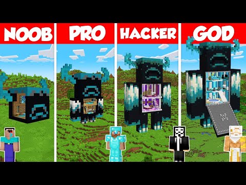 Warden Statue Build Battle Challenge - Noob vs Pro vs Hacker vs God - Minecraft Animation