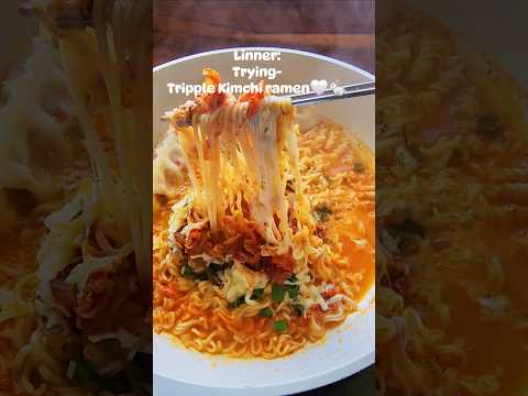 Tripple Kimchi ramen? #amsr #foodasmr #kimchi #mandu #dumplings #asmrfood #kimchiramen #easy