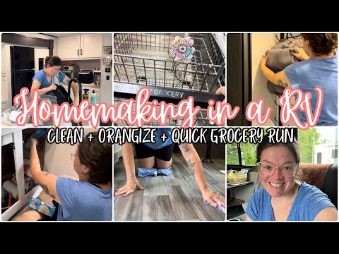 Day In The Life Of A Homemaker Living In A Rv || Clean + Organize + Quick Grocery Run