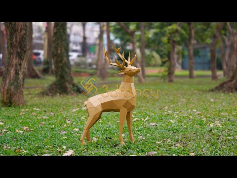 Assembly Instructions Deer Papercraft - Paper Craft Reindeer Model -  DIY Low Poly Christmas