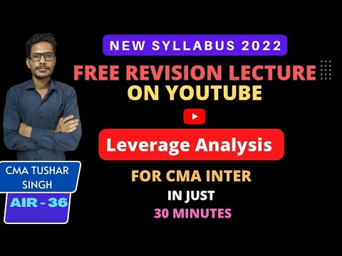 CMA INTER - LEVERAGE ANALYSIS  FULL CONCEPT WITH EXAMPLES || FREE REVISION LECTURE .2 || VISION CMA