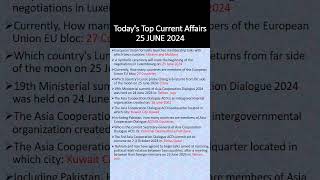 Today's Top Current Affairs 25 JUNE 2024 #history #currentmcqs #currentevents