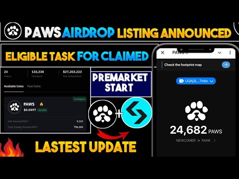 Paws airdrop listing date | Paws eligibility criteria | Paws new update to today