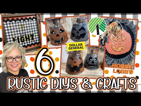 LAST MINUTE DIYs ~ 🎃⭐️ 6 Rustic Halloween DIY Crafts || Dollar Tree Dollar General Hobby Lobby Decor