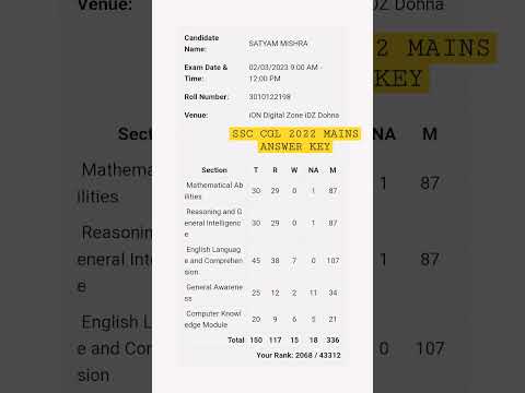 Answer Key | SSC CGL | CGL 22 | CGL 🔥💥