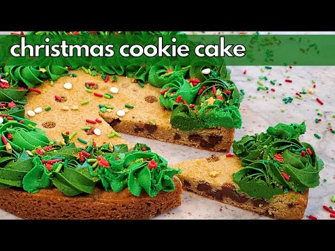 Christmas Cookie Cake! | A Classic Chocolate Chip Cookie Cake Turned into a Christmas Wreath!