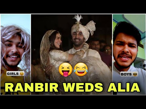 Ranbir Alia Marriage News 😳😂 | Boys Vs Girls Reaction ☺️😎 #shorts  #funny #ranbiraliawedding