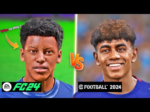 EA SPORTS FC 24 vs eFootball 2024 - Famous Young Player Faces | Fujimarupes