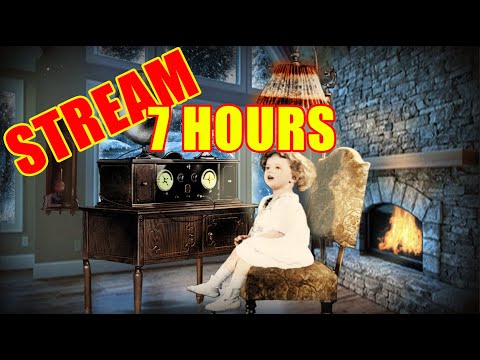 Radio/TV shows from the 30's 40's playing in another room (snowy wind, fireplace) 7 HOURS STREAM