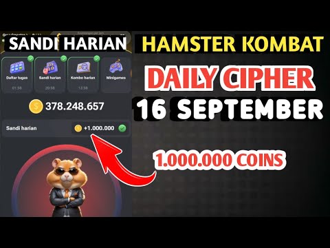 SANDI HARIAN HAMSTER KOMBAT HARI INI 16 SEPTEMBER 2024 | HAMSTER KOMBAT DAILY CIPHER TODAY CODE