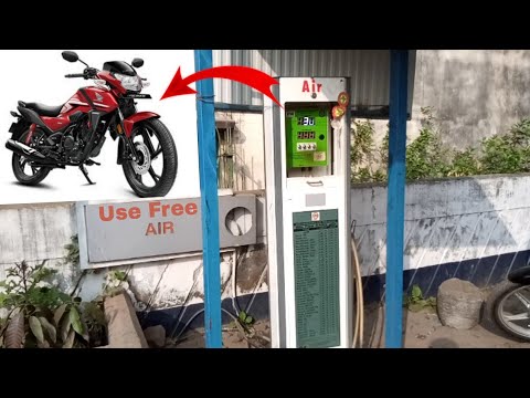 How to use free air in petrol pump | Bike air filling at fuel station