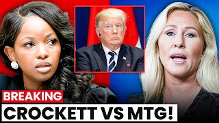 Trump FURIOUS as Jasmine Crockett and Colbert TORCH MTG’s Childish Antics!