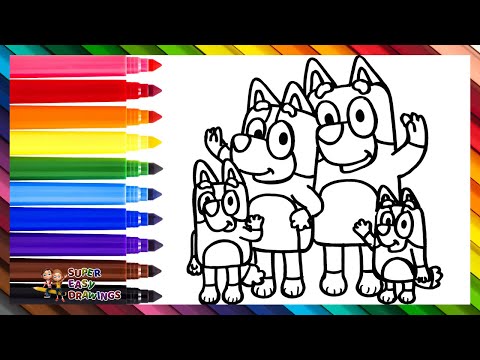 Draw and Color Bluey and Her Family 🐶🐶🐶🐶 Drawings for Kids