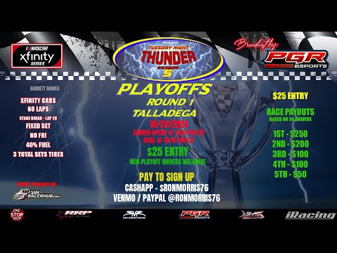 RMR | Tuesday Night Thunder | Season 5 | Playoff Race 1 | Talladega Superspeedway | PGR eSports