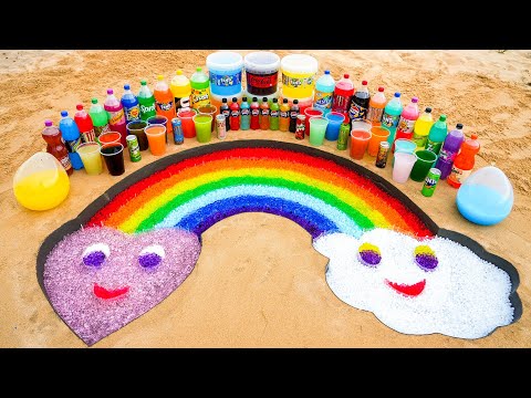 How to make Rainbow Clouds Heart with Orbeez, Fanta, Coca Cola vs Mentos & Popular Sodas