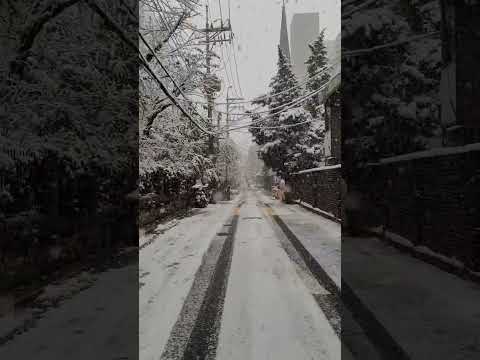 눈 내리는 주택가 풍경. Snowy Alley Scenery.