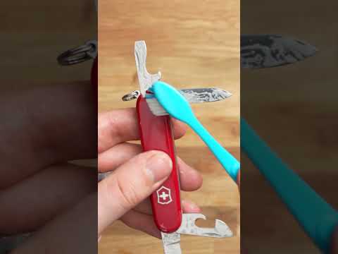 Learn How to clean 🫧 a Swiss🇨🇭army knife in UNDER A MINUTE ⏱️